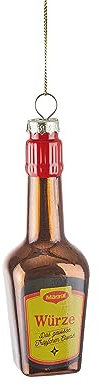 BUTLERS Weihnachtsbaumkugel Maggi Flasche Christbaumschmuck Glas Braun -Hang ON- Weihnachten Baumkugeln Gewürzsoße Figur Anhänger | Tannenbaum Deko & Weihnachtsdeko