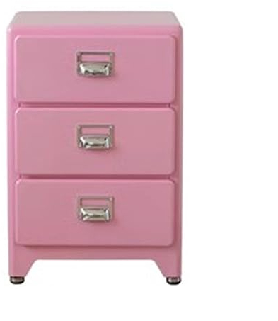 GRRICEPL Bunt Schlafzimmer Nachttisch, Kleine Kommode Mit Schubladen, Modern Beistelltisch, Schublade Aus Metall Veranstalter, 3 Schubladen, für Schrank, Flur (Farbe : Rosa, Größe : 40x31.5x56.5cm)