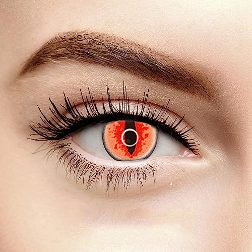 Farbige Feurige Rot Dragon Kontaktlinsen Ohne Stärke mit Gratis Kontaktlinsenbehälter - Stark Deckend und Intensive Farben - Drogon Cosplay Lenses für Halloween Fasching