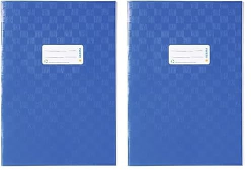 HERMA 7443 Heftumschlag A4 Bast Blau, Hefthülle mit Beschriftungsetikett & Baststruktur aus strapazierfähiger & abwischbarer Polypropylen-Folie, Heftschoner für Schulhefte, farbig (Packung mit 2)