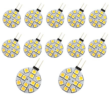 FYOBOT 12PCS G4 Puck Lights Ampoules LED Base de Broche LAT¨¦Rale Ronde G4 5050 12SMD LED RV Light Home Reading Light, Blanc Chaud