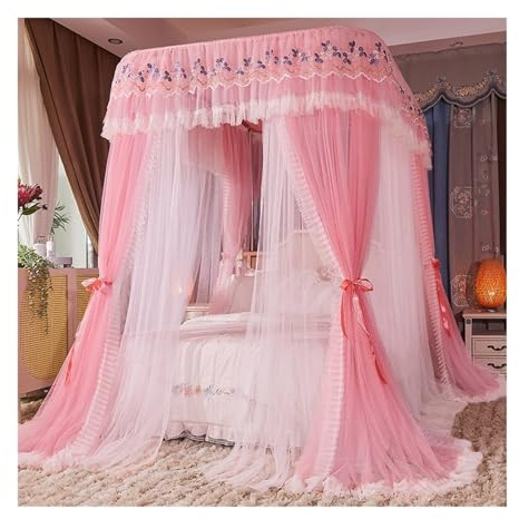 Moskitonetz Bett Mosquito Net Betthimmel Mückennetz Doppelter Netzbettvorhang Im Sommer Schlafzimmerdekoration Im Prinzessinnen-Stil Staubdichter Fliegennetz Bett Schlafzimmer Dekoration ( Color : C ,