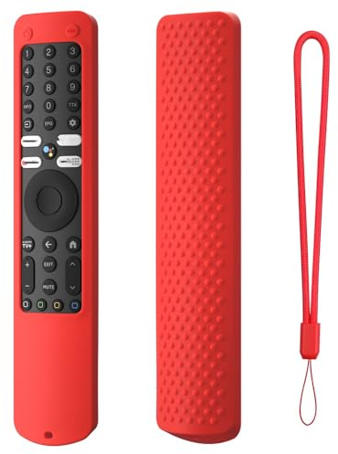 Fernbedienungshülle Kompatibel für Xiaomi XMRM-ML, TV-Fernbedienung Silikon stoßfeste Hülle Skin Holder Ersatz mit Lanyard (nur Hülle) (Rot)