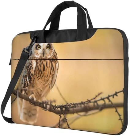 Apbdffjnf Laptoptasche mit Eulen-Motiv auf dem Baum für Damen und Herren, Laptophülle, Computertasche, Aktentasche, Schultertasche mit Gurt, 33 - 35,6 cm (13 - 14 - 15,6 Zoll), Schwarz , 14 inch