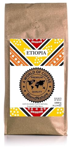 Arabica Bohnen Kaffee, natürliche Röstung, Einzigartige Herkunft Äthiopien – Ausgezeichnete Bewertung 86 Punkte von der SCA – Süßer Kaffee – Spezialitätenkaffee – blüht in einer Höhe von über 1.800 m.