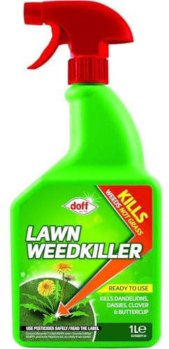 AMK® Doff Lawn Weedkiller 1L Kills Weeds Not Grass Lawns Deep Roots Garden Weed Killer Protection Gardening