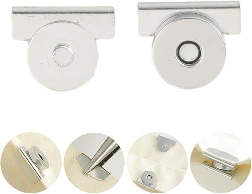 10 Paar nahtlose Metall-Magnetschnallen, kein Nähen erforderlich, Taschenclip Geldbörsenverschluss, magnetische Druckknöpfe für Handtaschen und Kleidung, Magnetknöpfe für Kleidung und Taschen (Silber)