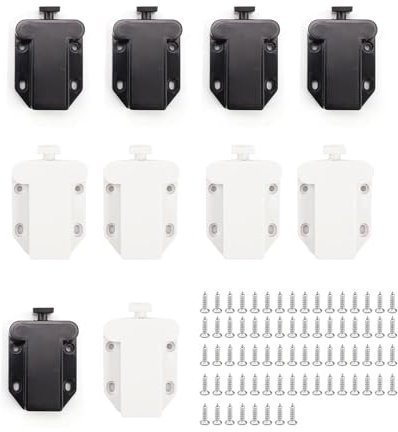 WJUAN Push to Open Door Opener, Pack of 12, Pressure Door Opener, Automatic Pop Up Function, Push Release Catch with Screws, Stable Impact-Resistant, for Cabinet Doors, Drawers, Cupboard Door