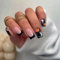 Halloween Nails, 24PCS Halloween Square Fake Nails, French False Nail with Ghosts, Pumpkin, Black Pink Halloween Press On Nails, Full Cover Halloween French Nails with Glue for Women Nails Art