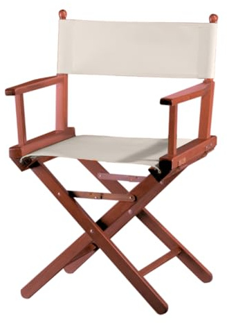 ZStyle Sedia da Regista Pieghevole in Legno, 90 cm di Altezza, 54 cm di Larghezza, 48 cm di Profondità, Nera (Fusto mogano - tela ecrù)