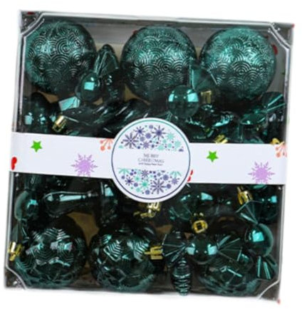 Nishiyuenyi 28x Decorazioni per L'Albero di Natale Palline Decorative appese Ciondoli Pendenti per Porta, Verde Scuro