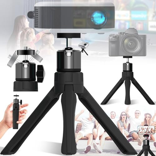 Benaton Support Trépied Mini-Projecteur, Mini Trépied Portable avec Vis 1/4'', 360° Rotule Réglable Mini Trépied De Table, Trépied De Table Appareil Support Photo Téléphone(Hauteur rétractable 20cm)