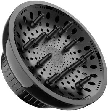 Universal Hair Diffuser, Diffuser Attachment for Hair Dryer, Hair Diffuser for Curly and Wavy Hair, Fits 1.4-2.6 Inch Nozzles, For Curls and volume, Hair Styling Tool for Women, Black (black)