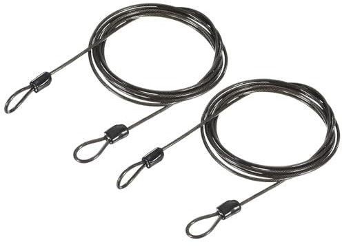 TOP-VIGOR 2Pcs Security Steel Cable, 2.5mm x 2m / 6.56ft Coated Safety Wire Rope Double Loop Flexible Security Cable Lock for Outdoor Travel Luggage Bike, Black
