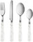 JYZ 16-Piece Marble Cutlery Set | Stainless Steel Flatware Set with Elegant Marble Handles | Dishwasher Safe Silverware for Home & Special Occasions | 4 Dinner Forks, 4 Knives, 4 Spoons, 4 Teaspoons