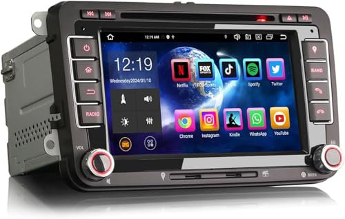 Android 13 4GB+64GB 8-Kern Autoradio GPS Navi für VW Passat B6 Golf V VI Touran Skoda Seat Tiguan Jetta T5 Sharan Polo 7 Zoll DVD Player CarPlay Android Auto DAB+ WiFi 4G FM Bluetooth 5.0 OPS USB A2DP