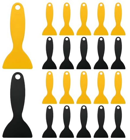 VARKAGE 20 Stück Kunststoffspachtel, 3D Drucker Spachtel Kunststoff, Flexibel Farbe Plastikspachtel für Für 3D Drucker Harz Entfernung,Spackeln,Patchen (Gelb,Schwarz)