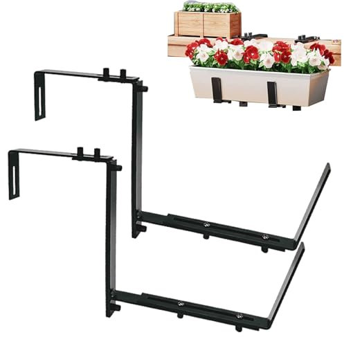 Bvizyelck 2PCS Supports De Jardinière Réglables Pour Fenêtre, Supports Pour Pots Et Jardinières Réglables Pour Boîte De Fenêtre, Support De Bacs À Fleurs Pour Balustrades Et Balustrades De Balcon