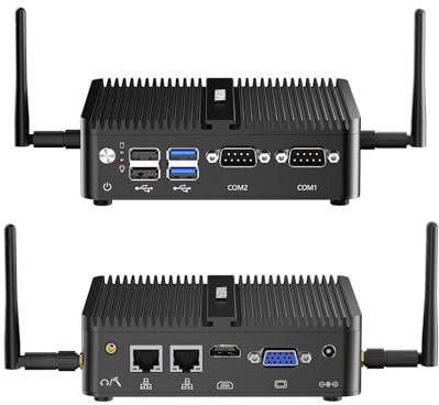 VANISORA Fanless PC N100, Industrial Mini PC, Mini Computer, 4K HD+VGA Dual Dispaly Output, 2Gigabit Ethernet, 2USB3.0, 2USB2.0, 2RS232 COM, Win11, WiFi, BT, Auto Power on(8GB RAM 256GB SSD)