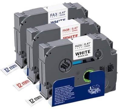 12mm Fabric Label 3/10PK Compatible With TZeFA3 FA3R FA231 Tape Iron On Label Works With H110 Label Maker(3PK Mixed Color)