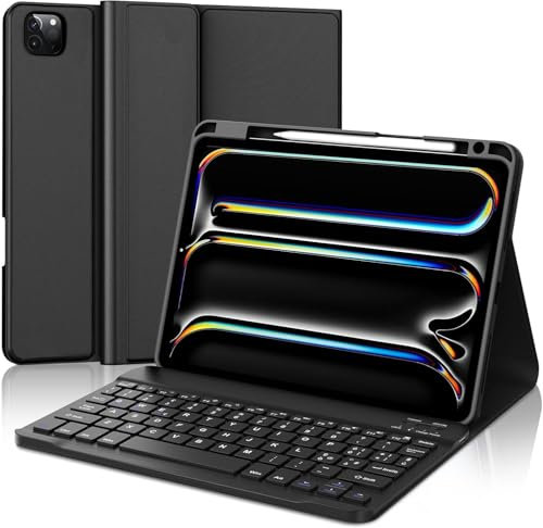 WAVATA Tastiera Bluetooth per iPad 10/10.2, Air 11, Samsung Galaxy Tab A9+/S6 Lite, Ricaricabile Tastiera Wireless per Tablet (10.9/11 Pollici) iOS/Windows/Android, Ultra Sottile, Layout QWERTY, Nero