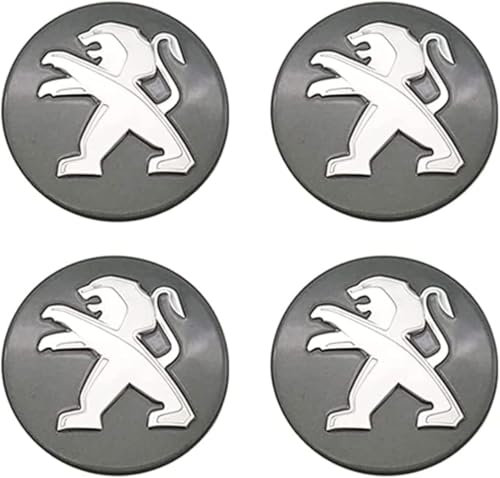 Jeu d'enjoliveurs de Roue pour 60mm Peugeot 3008 307 408 308S 508L 4008, Cache-moyeu Central en Aluminium ABS avec Logo