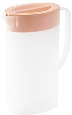 DAWCBVJQ 2pcs Saftkrug Mit Deckel, 2L Saftkanne Kunststoff, 13.5x8.6x26cm Wasserkaraffe Mit Ausguss, Plastik Wasserkanne, Transparent Wasserkrug, Für Limonade Grüntee Schwarztee Orangensaft