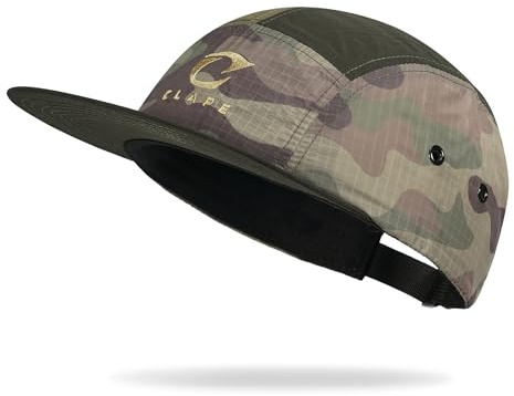 CLAPE Ultraleicht 5 Panel Cap Herren Damen für Tarnung Schnelltrocknend | Atmungsaktive,Verstellbar,Weich,Sonnenschutz Baseballkappe mit Flachem Schirm für Outdoor,Sport,Wandern,Camping