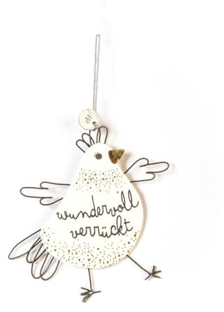 Good old Friends Crazy Chick „Wundervoll verrückt“ – Lustiger Osteranhänger aus Draht & Pappe – Witzige Küken-Deko für Osterzweige & Fenster – Originelle Geschenkidee zu Ostern