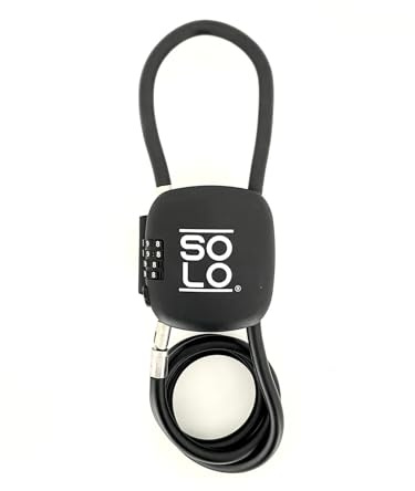 Solo Lock Scoot Lock, Electric Scooter Lock, 4-Digit Combination Cable | Fits scooter stems up to 3cm 4-digit combo 10mm braided steel; strap-mount; bikes, e-bikes, kids’ scooters