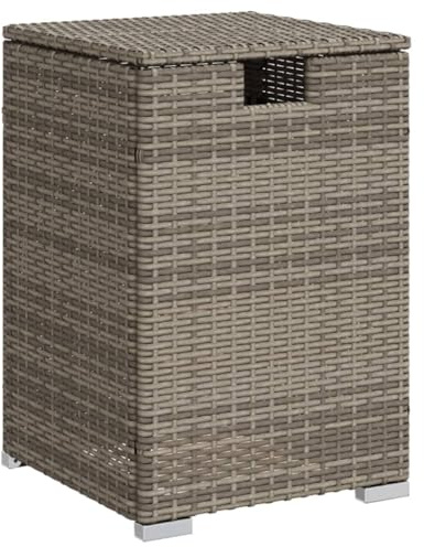 Qnhdfrt Table d'appoint d'extérieur à réservoir de propane - Gris - 40 x 40 x 60 cm - En rotin synthétique - Avec couvercle rabattable et espace de rangement pour bouteilles de gaz de 9 kg - Design