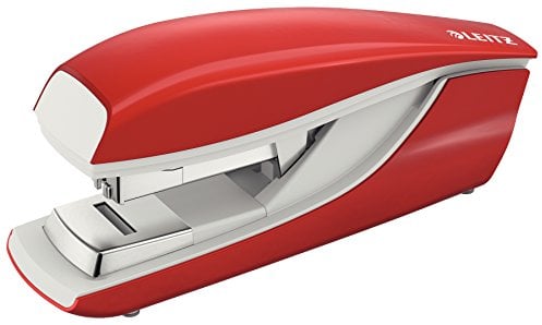 Leitz Flachheftgerät aus Metall, Für 40 Blatt, Inkl. Heftklammern, Ergonomisches Design, Rot, NeXXt-Serie, 55230025