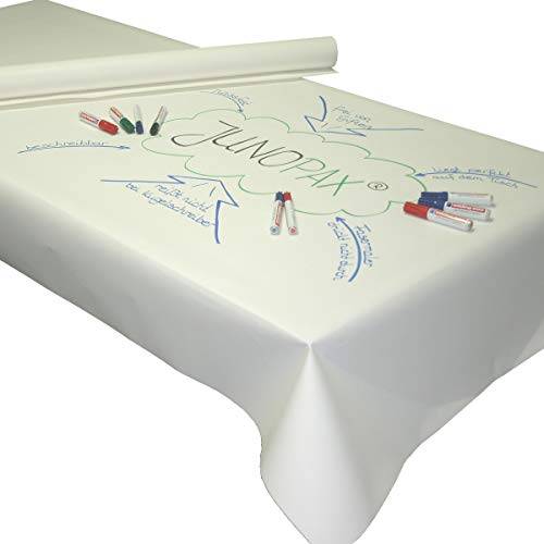 JUNOPAX Papiertischdecke 50m x 1,15m World Café Methode, beschreibbar, nass- und wischfest