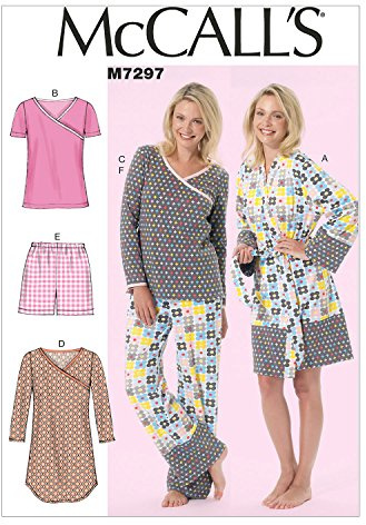 Mccall's Patterns 7297 RR Sizes 18W - 24W Misses/Women's Robe/Belt/Tops/Dress/Shorts and Pants Sewing Pattern, Multi-Colour