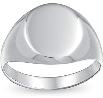 Einfacher Grundlegender Initialen-Monogramm-Gravierbarer .925 Sterling Silber Ovaler Siegelring Für Männer Frauen Teenager Glänzende Polierte Oberfläche
