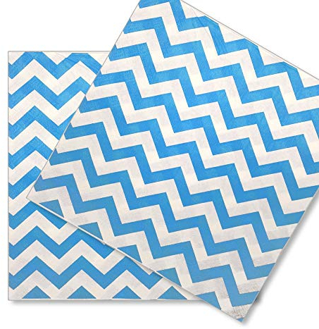 EinsSein 60x Tovaglioli di Carta Ondata 33x33cm Bianco-Azzurro Decorazioni tavola Matrimonio festoni Natalizi centrotavola tovaglioli Piatti di sottopiatti Tazza addobbi per Esterno Bicchieri