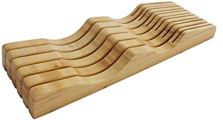 Shenzhen Knives Large in-Drawer Knife Block: 11 Slot (Holds 10-15 Knives) Empty Wooden Knife Holder for Kitchen Drawers
