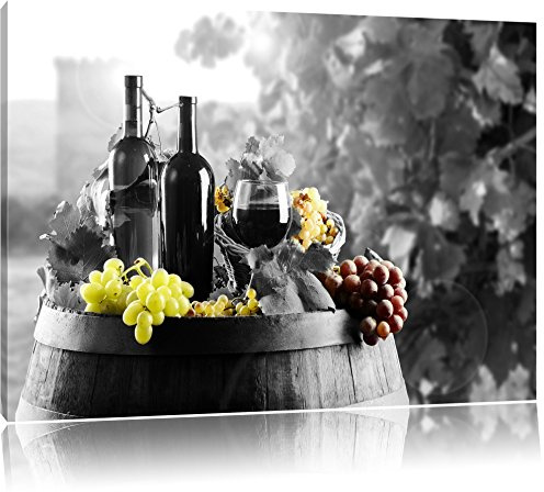 Pixxprint gemischte Auslese an Weintrauben B&W, Größe: 100x70cm, Leinwandbild, fertig gespannt, Wandbild, Dekoration, Kunstdruck, kein Poster