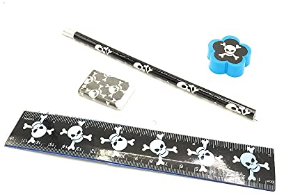 12x Schreibset Totenkopf Pirat Mitgebsel Kindergeburtstag