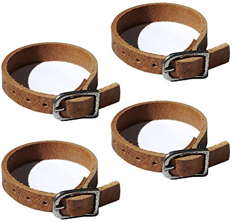 Wolfszeit Befestigungsriemen 4er Pack - Lederriemen aus echtem, stabilen, braunen Büffelleder (15cm)