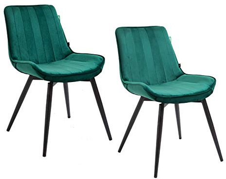 Cherry Tree Furniture Cala SET OF 2 Pine Green Colour Velvet Fabric Desk Chairs/Dining Chairs