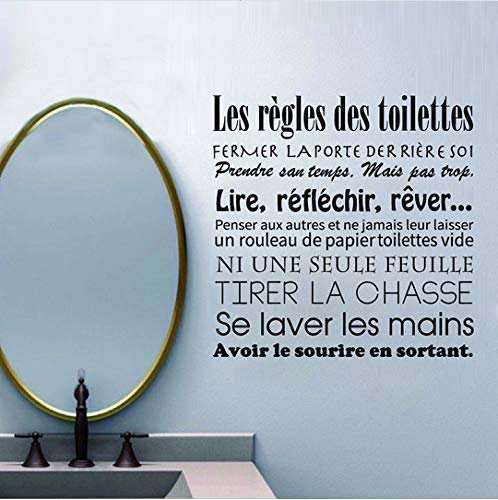 Autocollants Règles De Toilette Français - Vinyle Mural Stickers Muraux Art Papier Peint Décor À La Maison 57 * 57 Cm