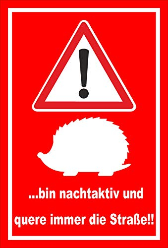 Melis-Folienwerkstatt Schild Igel queren die Straße - 45x30cm - Bohrlöcher - 3mm Hartschaum – 20 VAR S00359-118-D