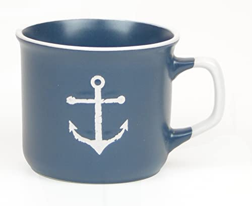 osters muschel-sammler-shop Kaffeebecher-Tasse maritim - Keramik ┼ 200ml ┼ Teebecher ┼ Strandtasse-Becher ┼ Geschenk-Artikel (Anker blau)