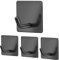 JS 4 Pack Self Adhesive Wall Hooks, Heavy Duty Waterproof Coat Key Towel Hooks Holder for Bathrooms, Kitchen, Lavatory Closet, Door, Stainless Steel, Black