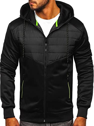BOLF Homme Veste de transition ? capuche Imperméable Blouson zippé Fonctionnel Coupe-vent Étanche Sport de Trekking Respirant Outdoor Style KS2149 Noir M [4D4]