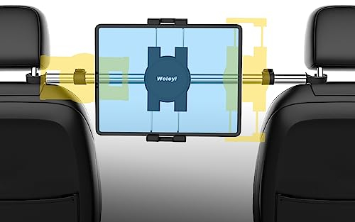 woleyi Soporte Reposacabezas Tablet Coche Central, Soporte Tablet Asiento Trasero con Brazo Telescópico de Aluminio para iPad Pro 9.7 10.5 12.9 Air Mini iPhone, 4-12.9 Tablets & Móvils