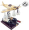 JWCN Helicopter Wine Glass & Bottle Holder Airplane Gun Whiskey Decanter Set with 4 Whiskey Glasses, Mahogany, Tabletop Mount, Antique, Painted, 21x18 inches