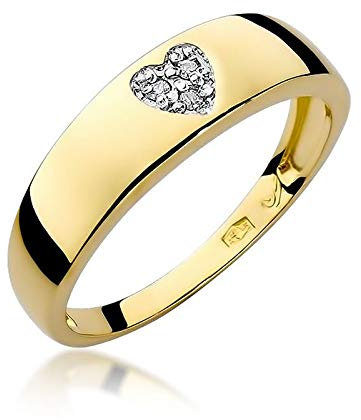 Damen Ring 585 14k Gold Gelbgold Herz natürlicher echt Diamanten Brillanten