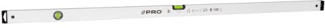 PRO600 Wasserwaage 150cm mit 2% Gefälle - Ergonomischen Profil und ERS+ (Easy Reading System) Präzise Wasserwaage - Anti Shock Absorber Endkappen - Farbe Weiß